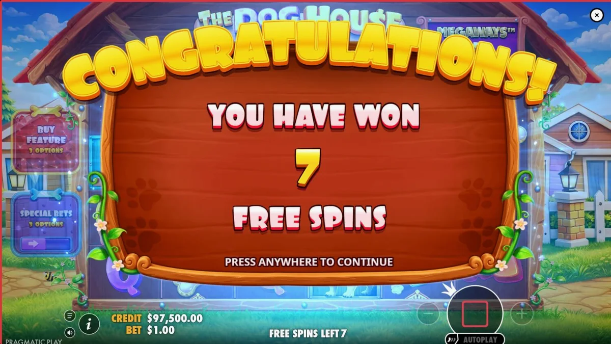 The Dog House Megaways 1000 slot gameplay scene